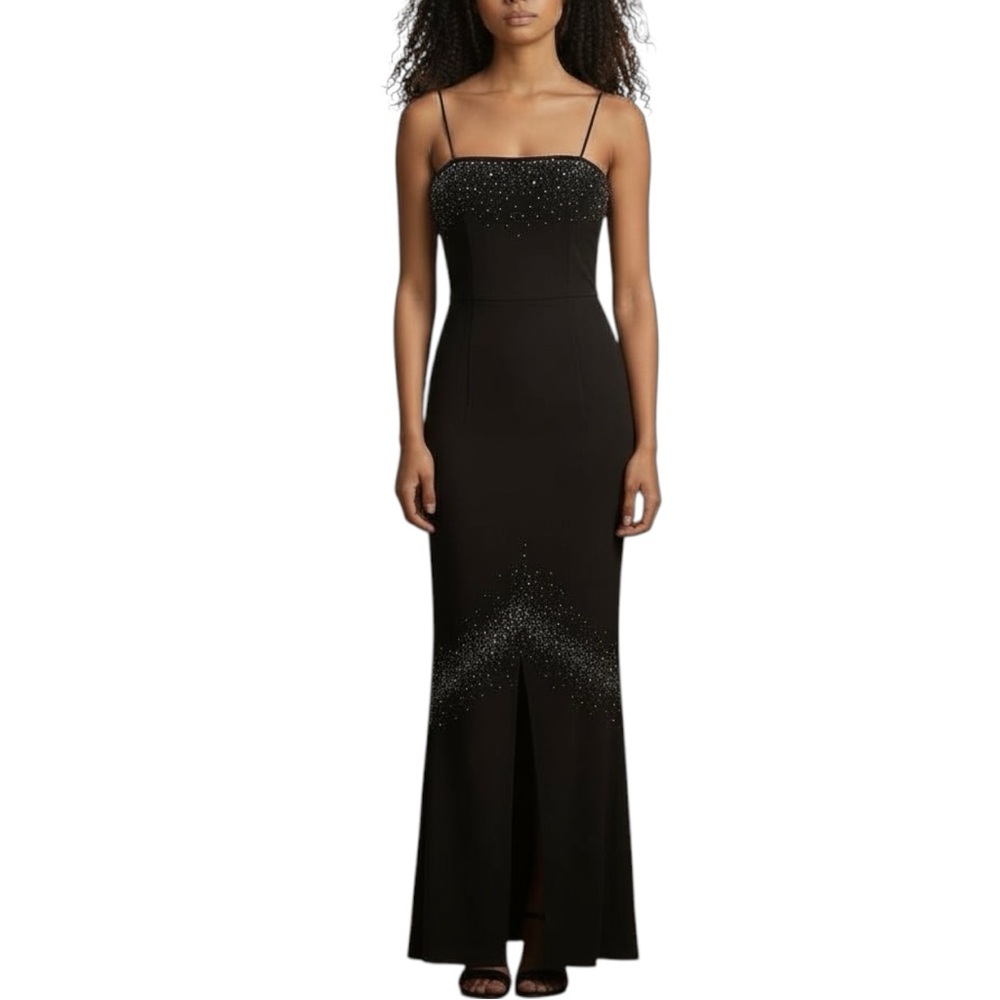 Niki by Niki Livas Vintage Beaded Mermaid Black Maxi Dress 6
